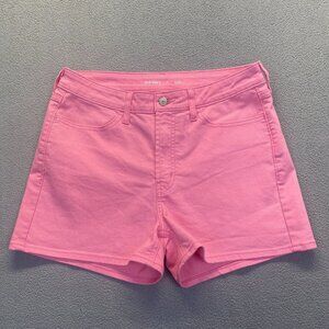 Old Navy High Rise Wow Chino Pink Short Womens Size 10,Pockets,Zipp,Stretch